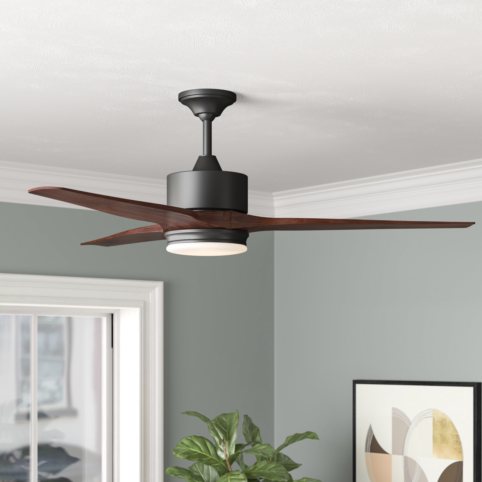 LED Indoor/Outdoor Oil Rubbed Bronze Ceiling Fan with Light Kit Umber 46 in 