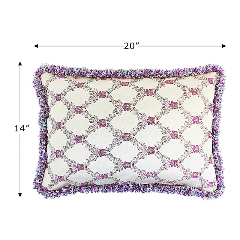 Astoria Grand Donato European Embroidery Plush Edge Pillow Cover