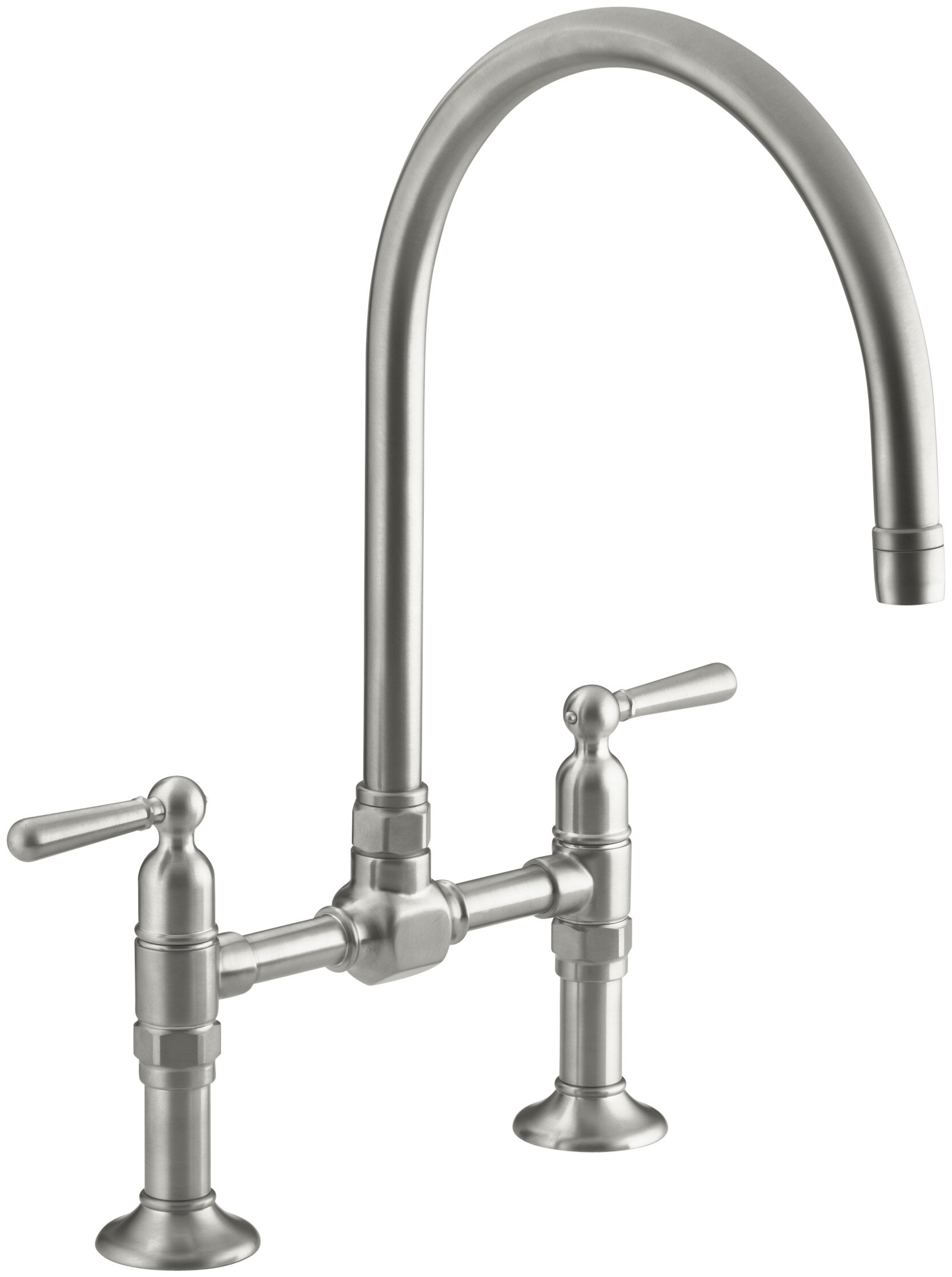 Kohler Hirise Two Hole Deck Mount Bridge Kitchen Sink Faucet With 10 1 4 Gooseneck Spout And Lever Handles Wayfairca