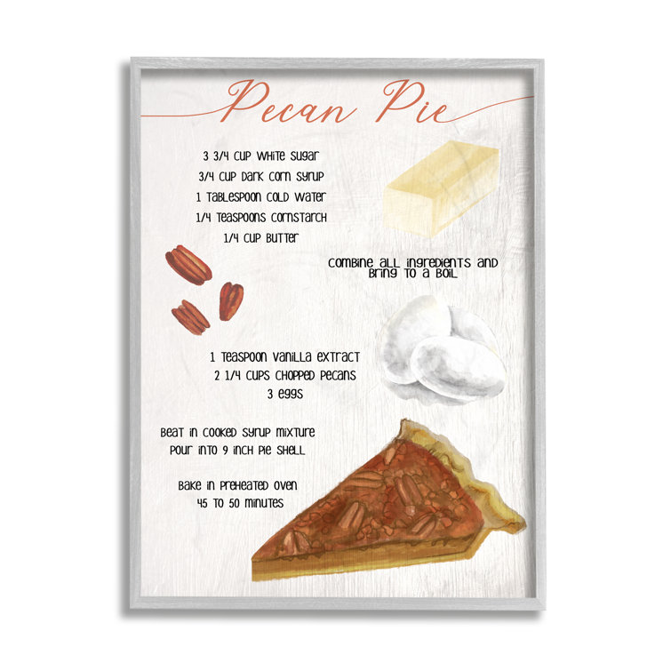 Trinx Autumn Pecan Pie Farmhouse Dessert Recipe By Daphne Polselli Textual Art On Canvas Wayfair
