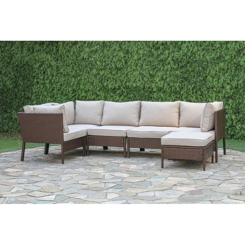 Alcott Hill Garrick 6 Piece Outdoor Sectional Deep Seating Group With Cushions Reviews Wayfair