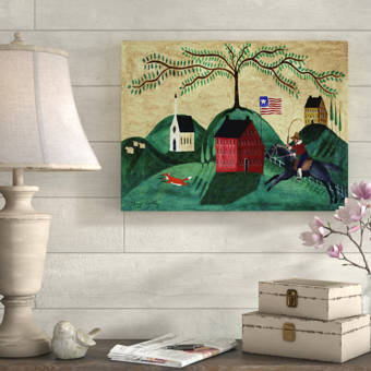 August Grove Horse Fox Willow Tree Acrylic Painting Print On