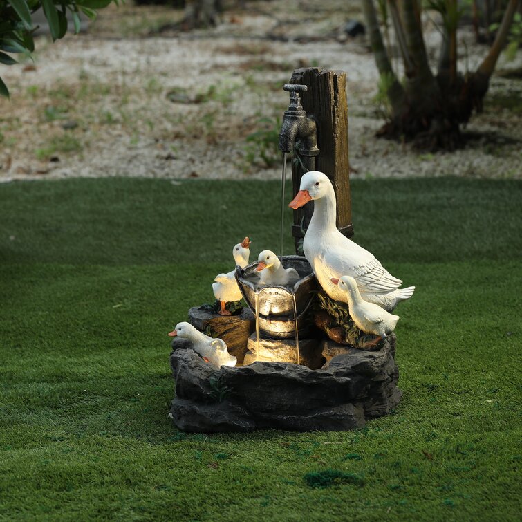 White Upright Duck Ornament Lawn Patio Garden Sculpture Resin Patio Décor Home 