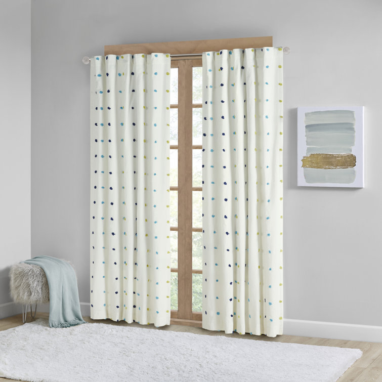 Dakota Fields Ray Jacquard Pom Cotton Polka Dots Room Darkening Rod Pocket Single Curtain Panel Reviews Wayfair Ray Jacquard Pom Cotton Polka Dots
