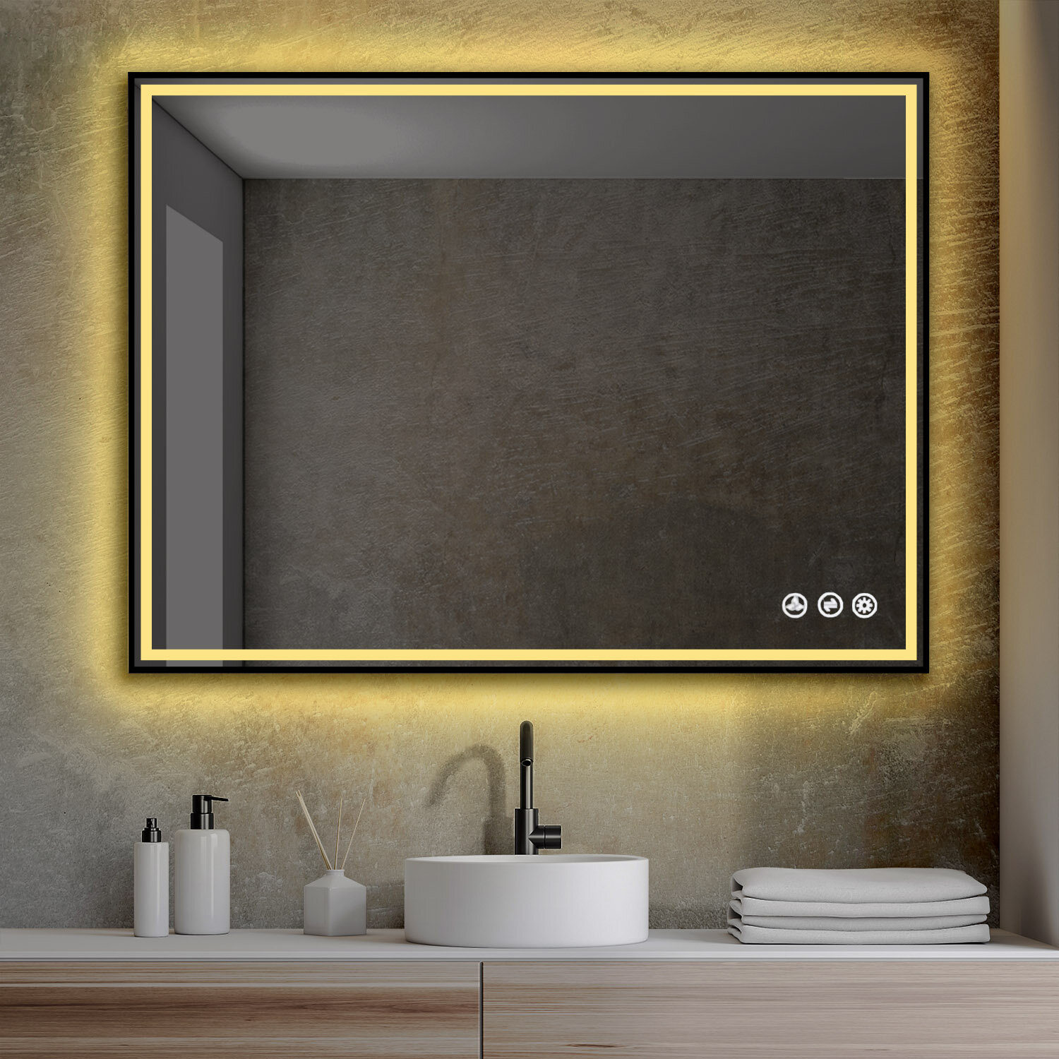 custom size backlit led mirror bathroom