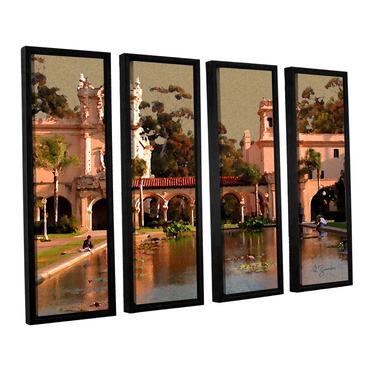 24 x 32 ArtWall 4 Piece George Zucconis Lily Pond Balboa Park Floater Framed Canvas Set 