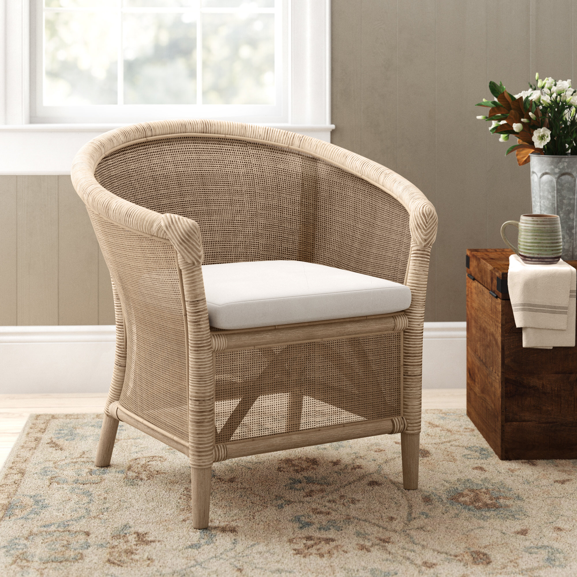 Fairhaven Rattan Wicker Barrel Chair Reviews Birch Lane