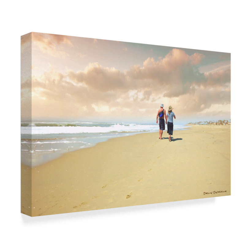 Highland Dunes Beach Walk Couple Acrylic Painting Print On