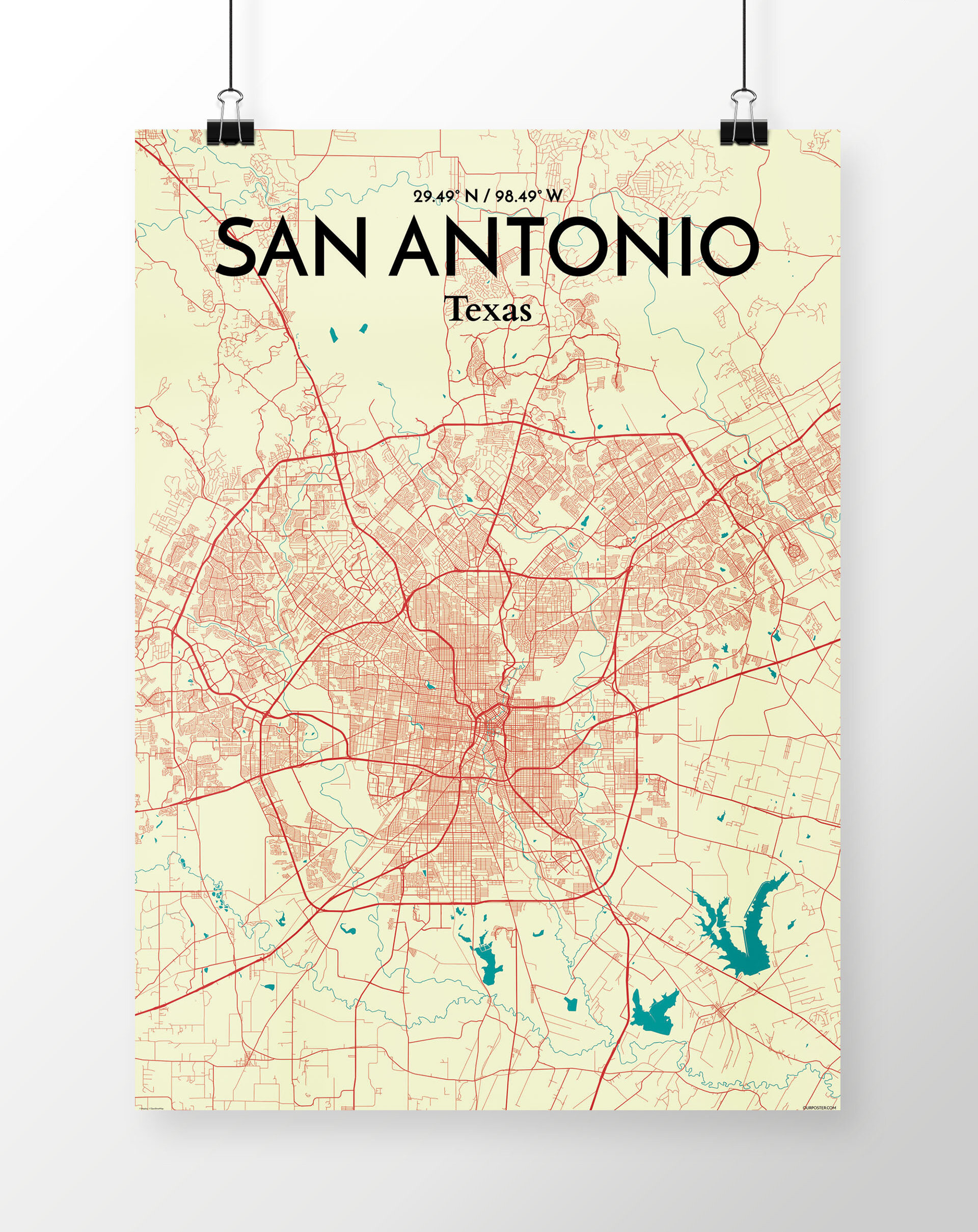 San Antonio  Map Wrought Studio 'San Antonio City Map' Graphic Art Print Poster in 