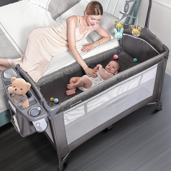 Breathable Infant Foldable Baby Bed,Travel Crib Mini Crib Sun Protection Sleeping Basket Mercu Portable Bassinet with Mosquito Net 