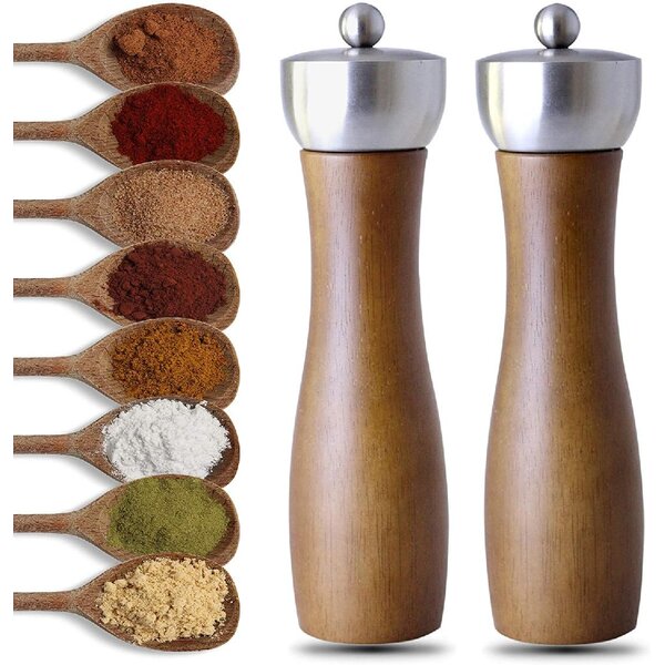 Wooden Ceramic Set for Spices Salt and Pepper GRINDER MILL HAND PAINTED model 1