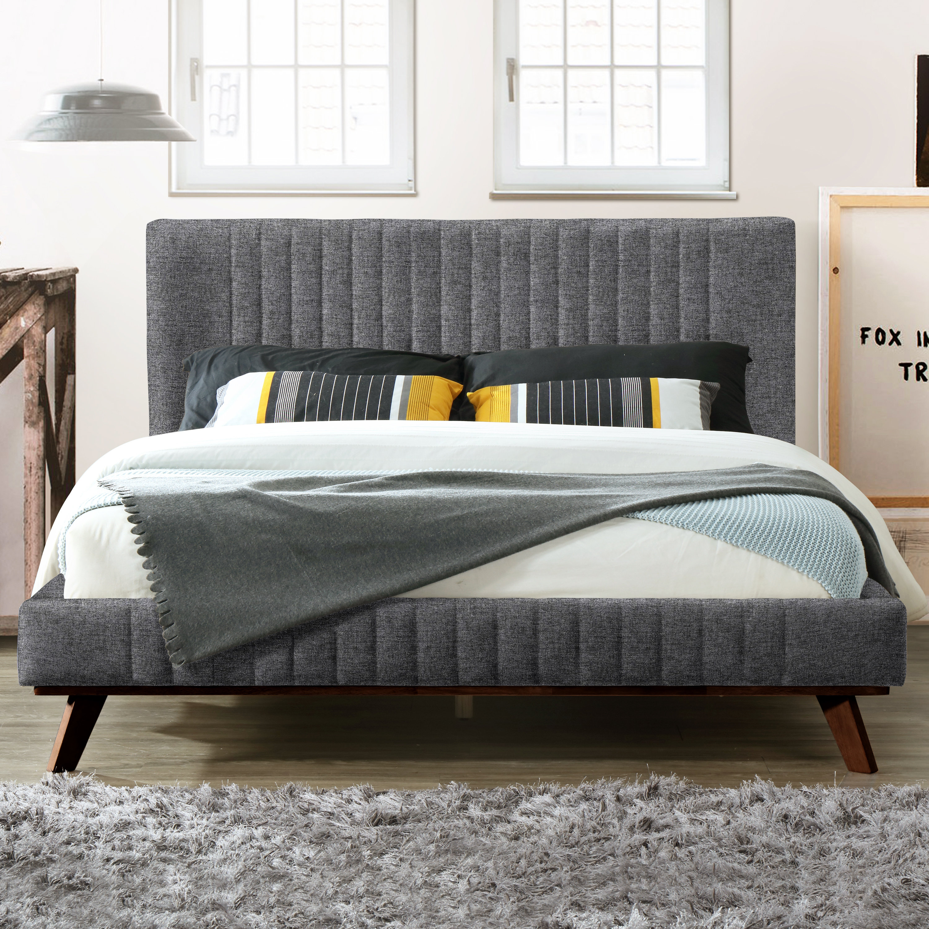 Foundstone Dev Queen Upholstered Low Profile Platform Bed Foundstone Dev Queen Upholstered Low