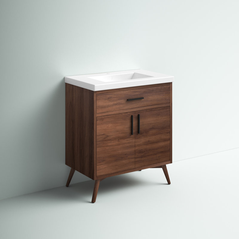 Binford 30'' Free-standing Single Bathroom Vanity with Ceramic Vanity Top
