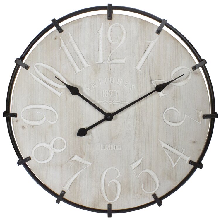 Northlight 28 Whitewashed Battery Operated Round Wall Clock