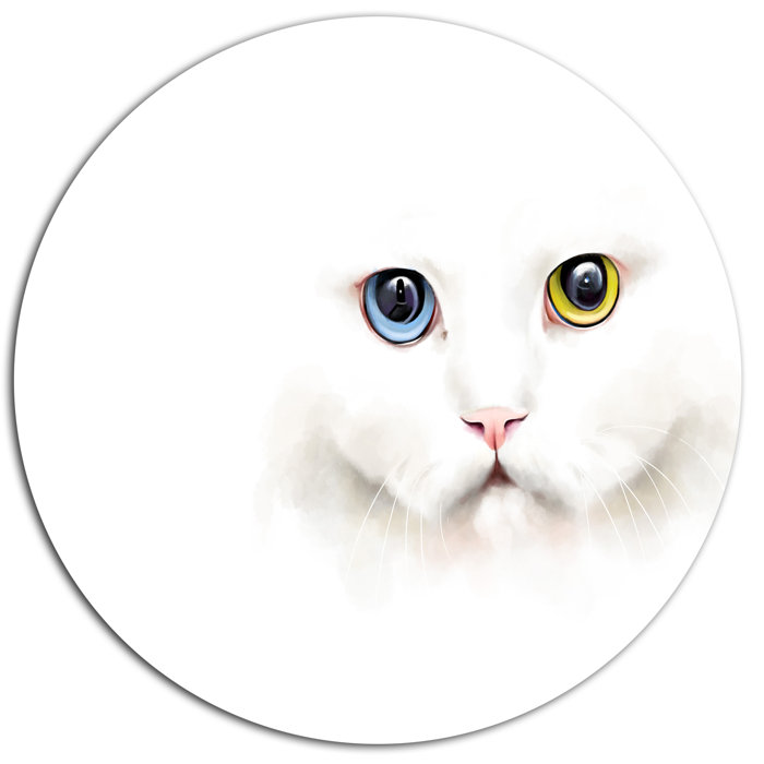 Designart Portrait Of Cute White Kitten Oil Painting Print On