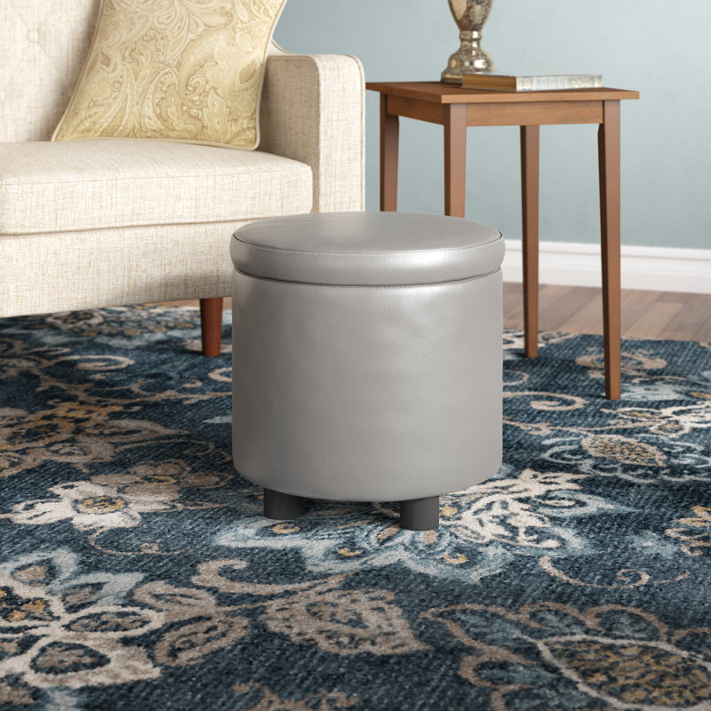 Winston Porter Garonzik 15 75 Wide Faux Leather Round Storage Ottoman Reviews Wayfair