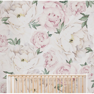 Pink Wallpaper You Ll Love Wayfair Tia Peony Fl And Botanical Matte L Stick Wallpaper Tile Set Of 5