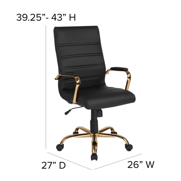 Height Adjustable Black Office Chair On Wheels 