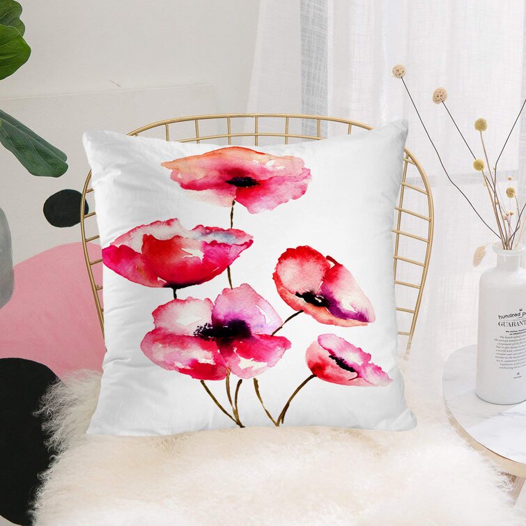Batmerry Flower Orange Decorative Pillow Covers,Purple Plant Watercolor Floral with Orchid Flowers On Double Sided Throw Pillow Covers Sofa Cushion Cover Square 18 x 18 Inches Set of 2