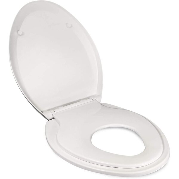 Elongated Slow-Close White Toilet Seat with Built-In Potty Training Seat and ... 