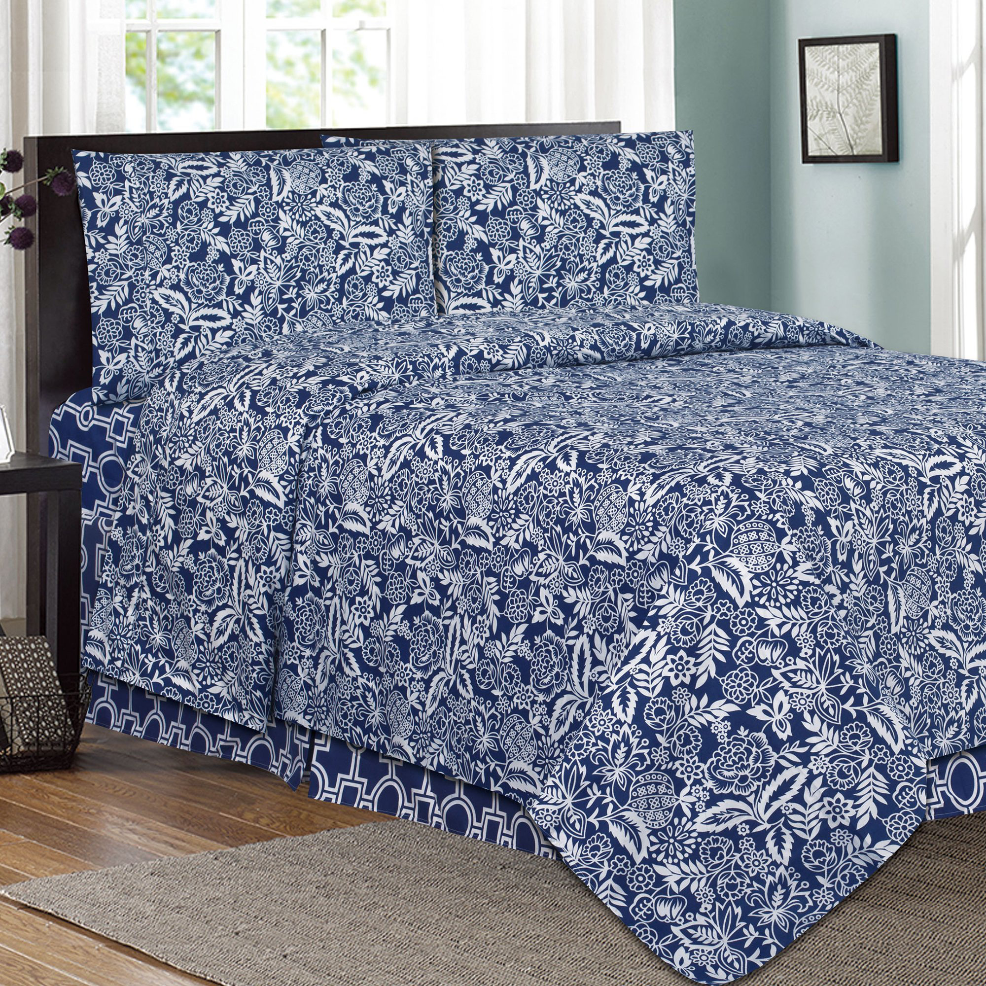 Made In The U.S.A. 7 Foot Round Complete Sheet Set Poly//Cotton Percale Teal