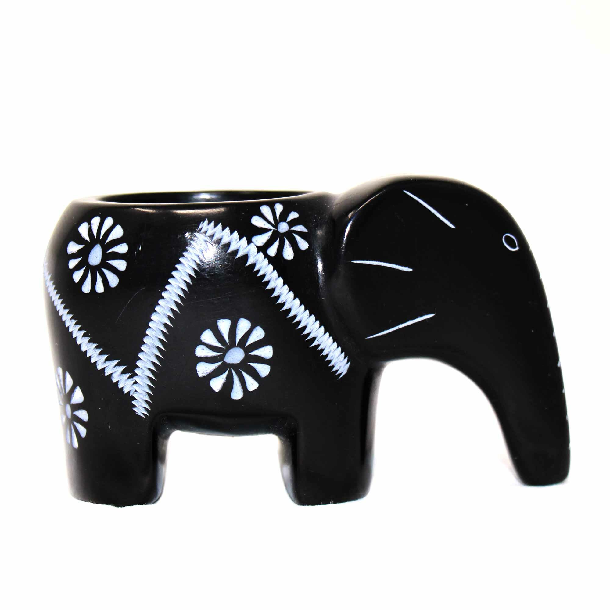 Wooden Handpainted Fairtrade Tea Light Included Elephant Tea Light Holder