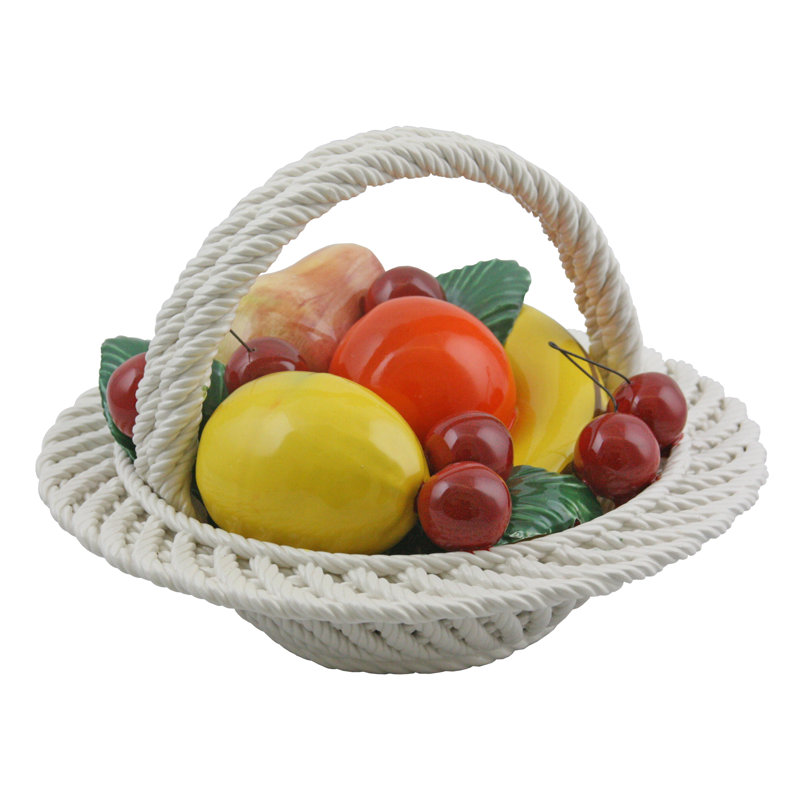 Fleur De Lis Living Authentic Round Mix Fruit Basket Sculpture Wayfair
