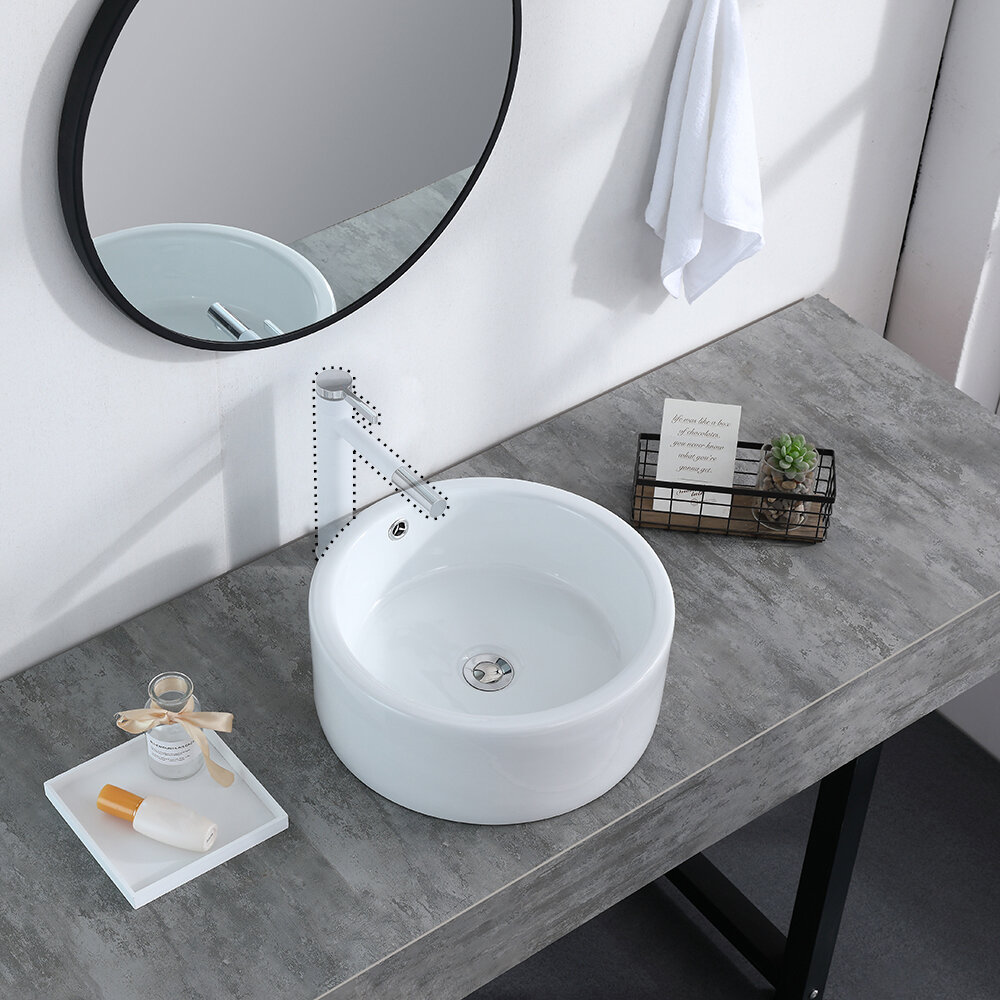 Oval Bathroom Basin Ceramic Vessel Sink Bowl Vanity Porcelain w/ Pop Up Drain 