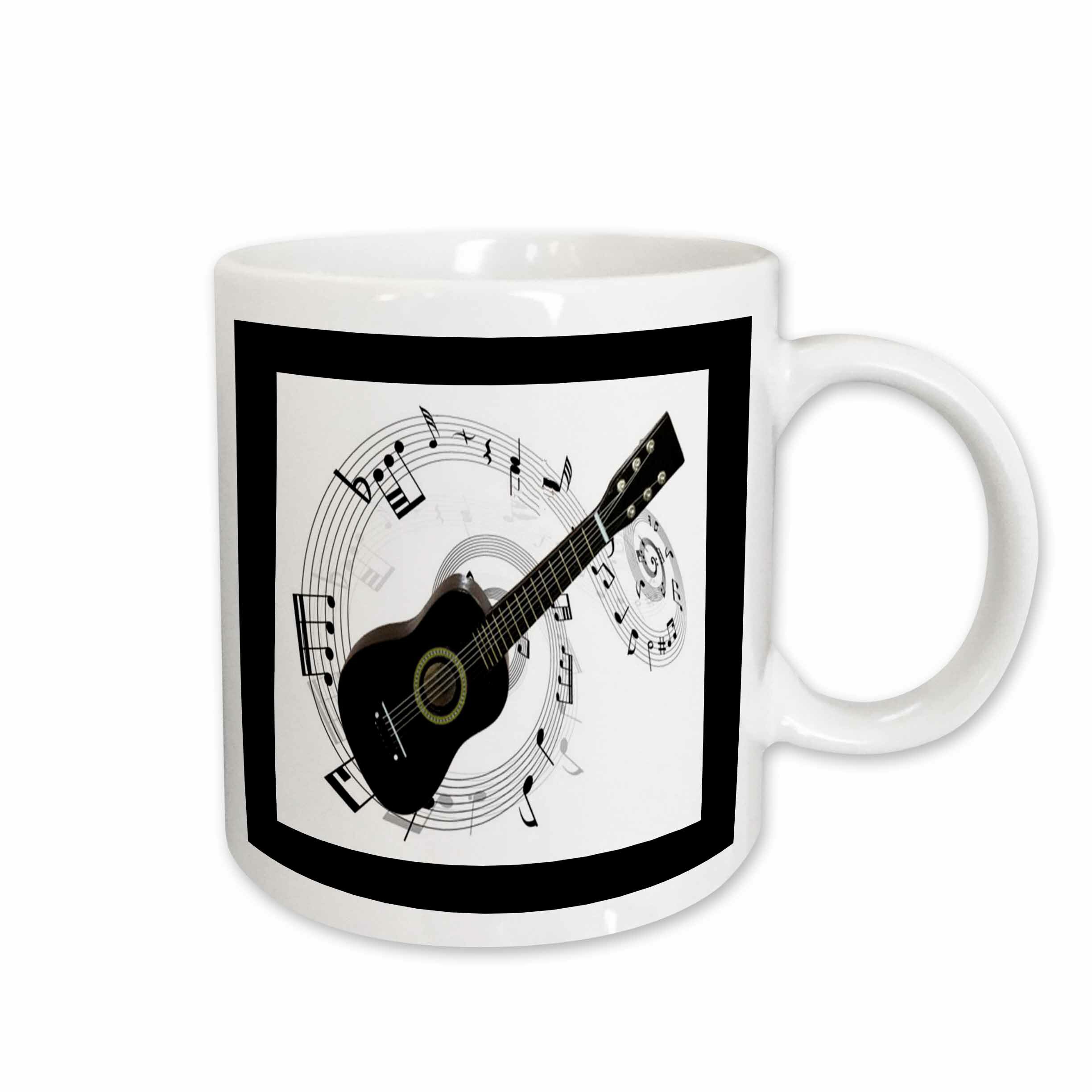 Guitar Handle Coffee Mug w/Music Notes & Lid - LiveBreatheCreateMusic!