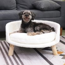 Pet Dog Bed Sofa Soft Cozy Warm Anatomic Cushion Comfortable Medium Brown 22x18"