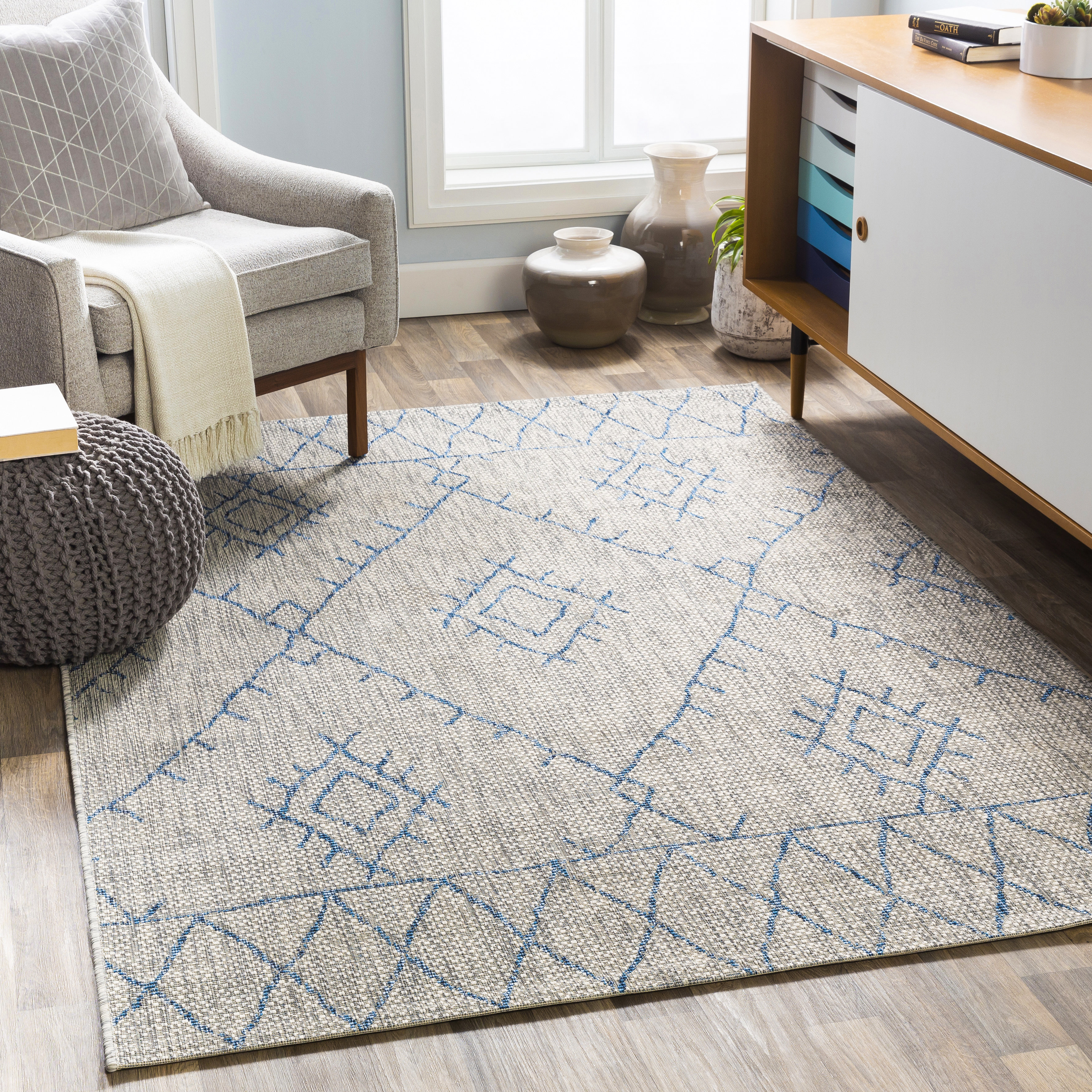 Vienna Bohemian Khaki Blue Indoor Outdoor Area Rug Reviews Joss Main