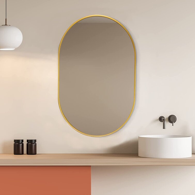 Wall Oval Stainless Steel Frame Accent Mirror