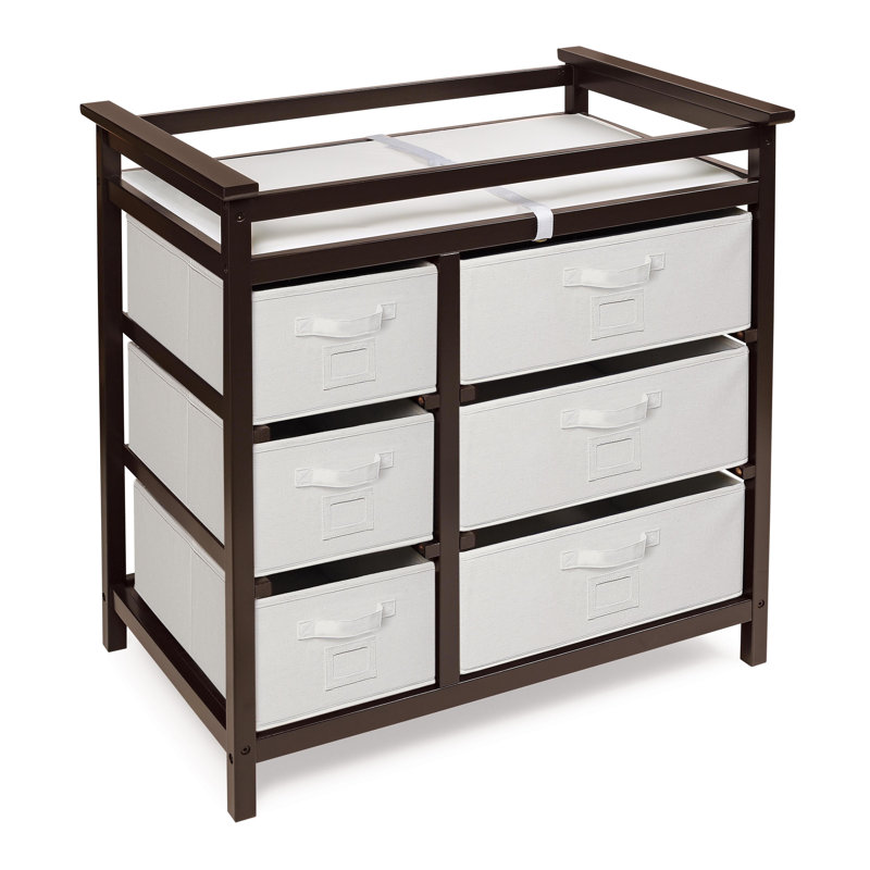 Zoomie Kids Heid Modern Changing Table With Pad And 6 Baskets