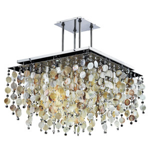Cityscape Oyster Shell and Crystal 9-Light Semi Flush Mount
