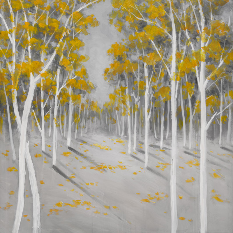 Charlton Home Birch Forest Oil Painting Print On Wrapped Canvas