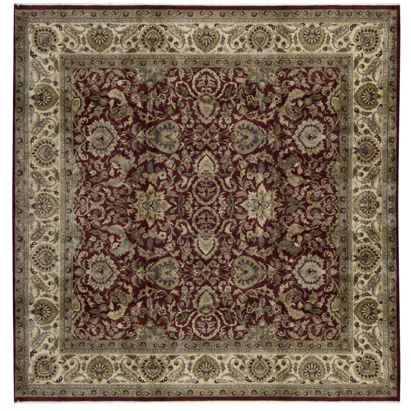 Bokara Rug Co., Inc. One-of-a-Kind 1014 Sona Square 101 Wool Beige/Red Area Rug