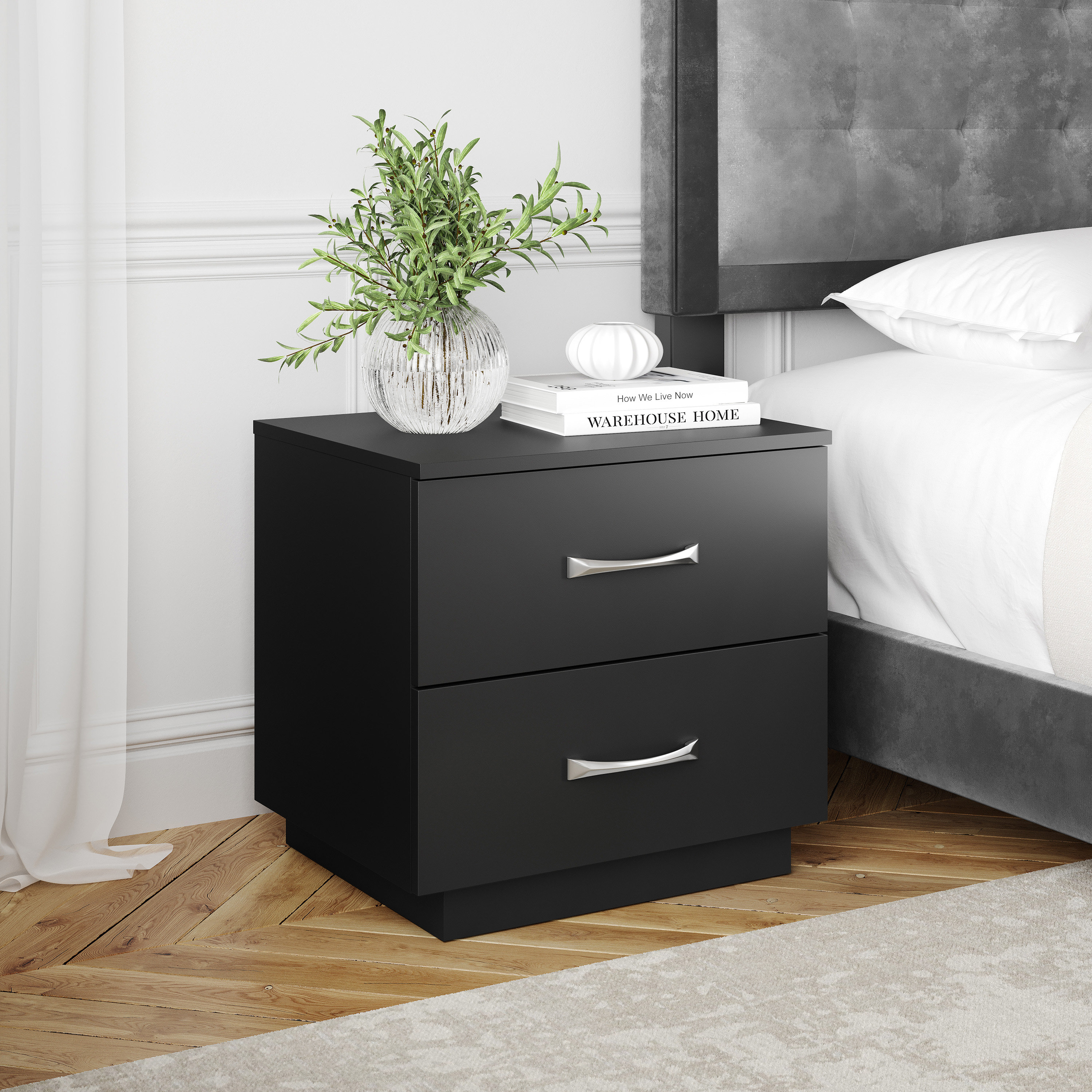 Latitude Run® Sleep Hamilton Double Drawer Low Profile Nightstand