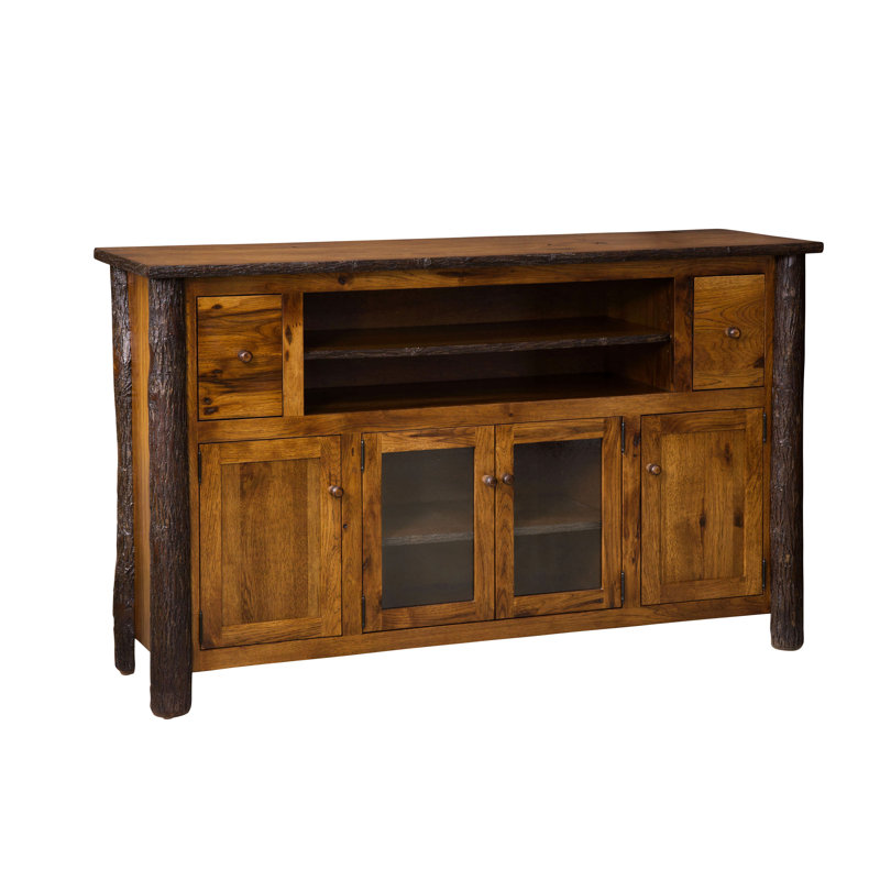 Chelsea Home Hassan Solid Wood Tv Stand For Tvs Up To 65 Wayfair Open center with two adjustable shelves and cord. wayfair