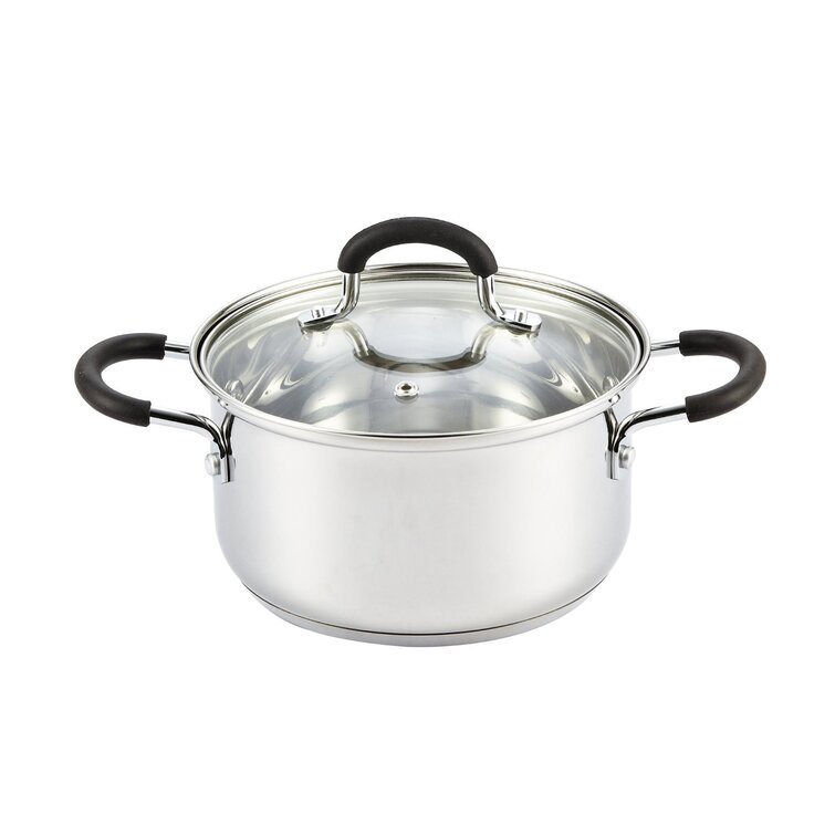 ARBEL Large Deep Stainless Steel Casserole Cooking Stock Pot Induction Base 26x16 cm - 8.5 Ltr
