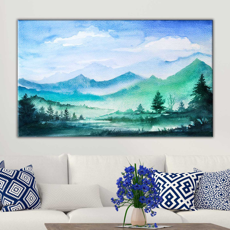 Millwood Pines Painted Rocky Mountains Acrylic Painting Print On