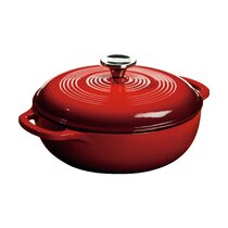 SULIVES Enameled Cast Iron Dutch Oven Bread Baking Pot with Lid,Red,3qt 