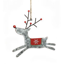 Sparkling Metal Reindeer with Faux Pearls Christmas Decoration 11 1/4" 