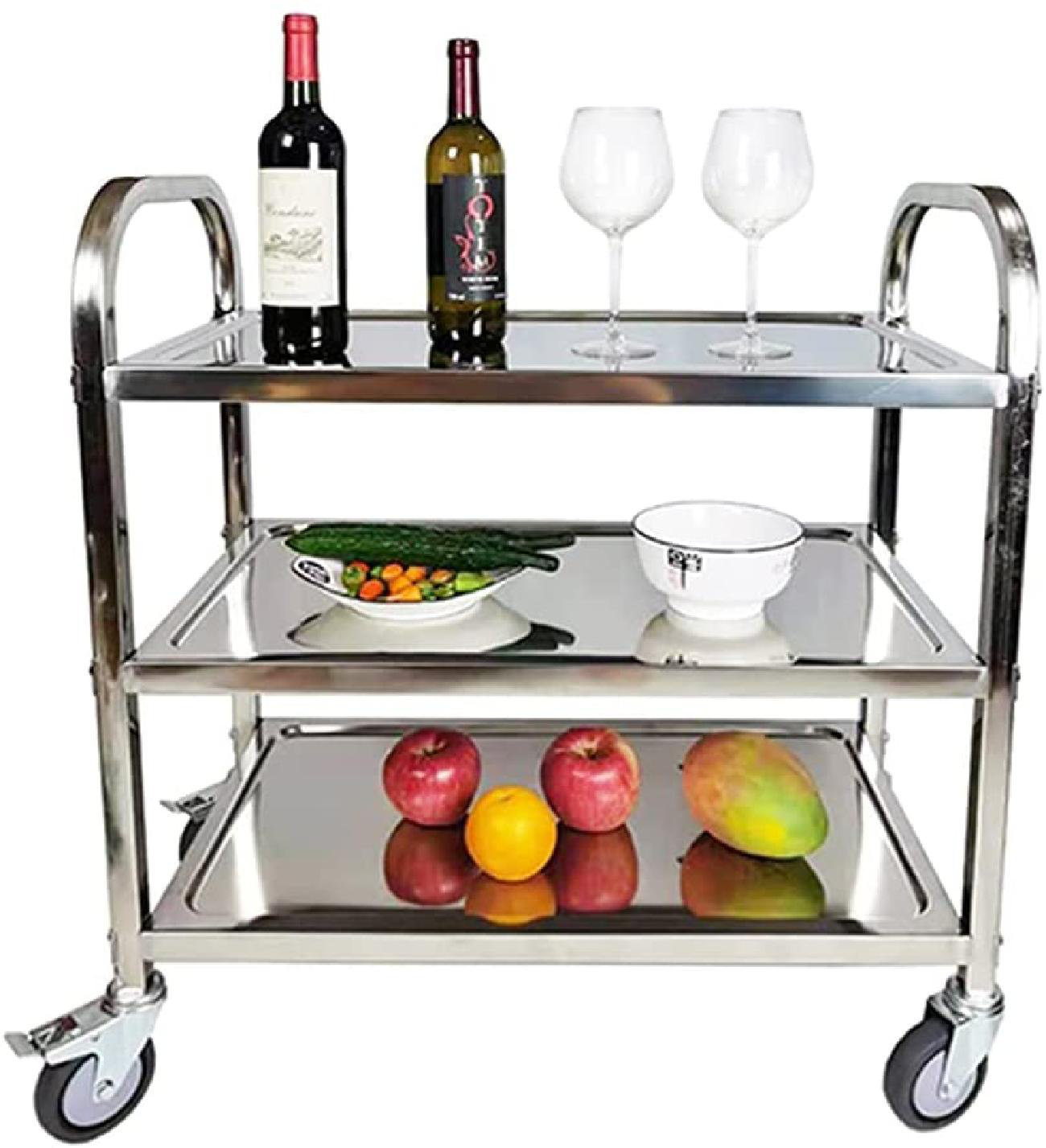 Kitchen Serving Trolley Stainless Steel Hotel Cart Storage Cart Laundry Hotel Cleaning Cart Service Car Trolley with Wine Rack Size : A Kitchen Serving Trolley Stainless Steel Hotel Cart Storage Cart Laundry Hotel Cleaning Cart Service Car Trolley with Wine Rack Size : A