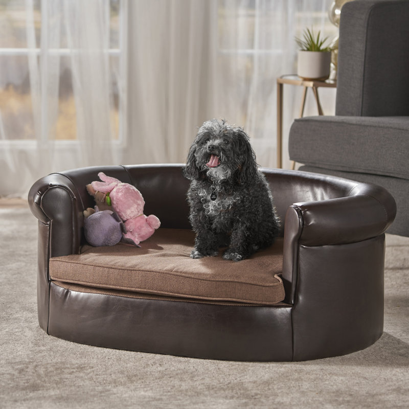 Brendon Two-Tone Light Brown and Dark Brown Fabric Pet Sofa Bed ...