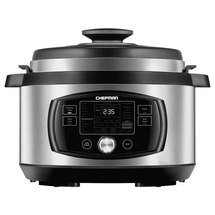 Chefmanmulti Function Oval Pressure Cooker 8 Quart Extra Large Programmable Multicooker Nonstick Pot Accessories Recipe Book Included Stainless Steel Reviews Wayfair