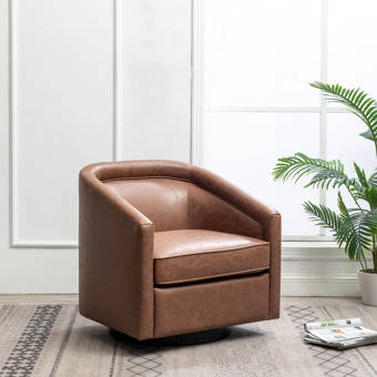 17 Stories Alldredge 43 W Tufted Top Grain Leather Club Chair Wayfair