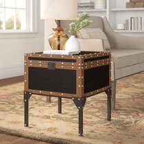 Ludlow Trunk Side Table Wood Tuscan Red 26H Accent End Nightstand Farmhouse 