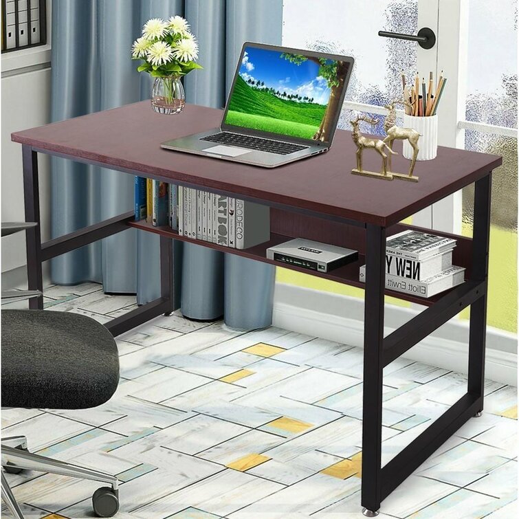 Desk Home Office Desk PC Laptop Study Workstation Table with Bookshelf 