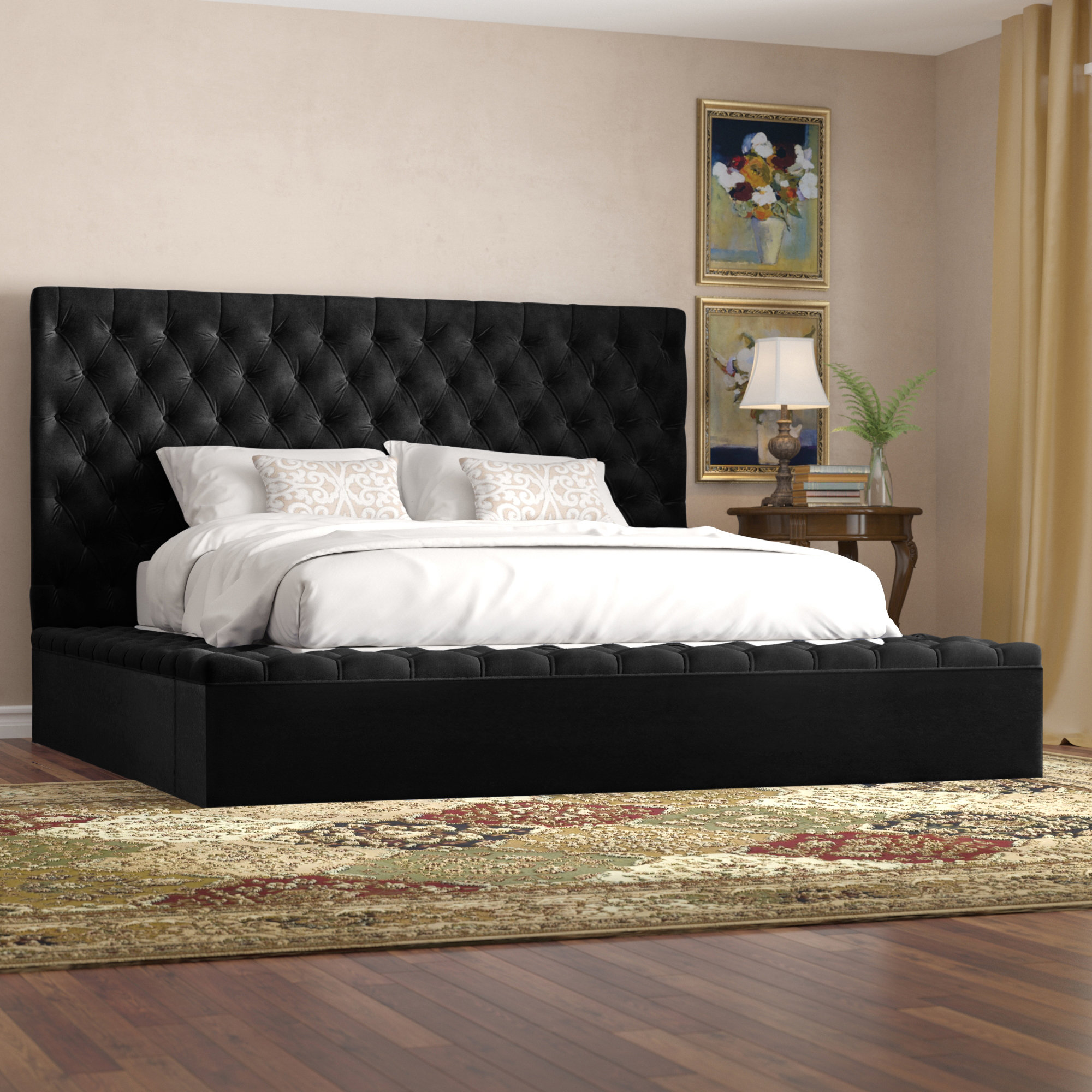 Velvet storage platform bed Clearance