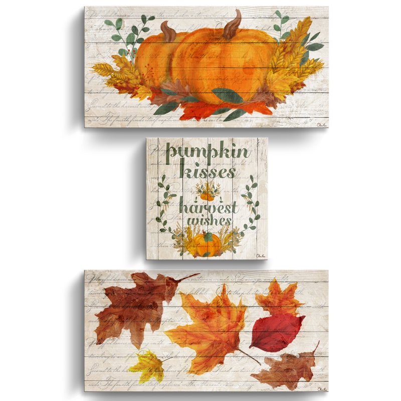 August Grove Pumpkin Kisses And Harvest Wishes 3 Piece Graphic